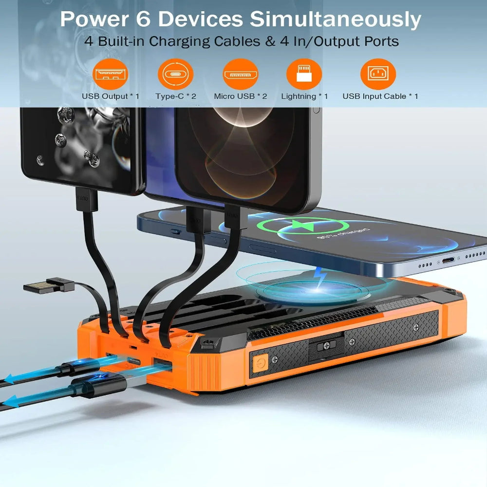 Multifunctional Waterproof Mobile Solar Power Bank Hot Trend Wireless Solar Mobile Fast Charger Portable Power Bank