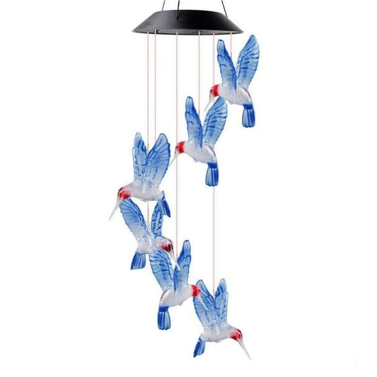 Hummingbird Solar Wind Chime Light Waterproof Atmosphere Lighting Solar Garden Lights Color Changing Landscape Ornaments