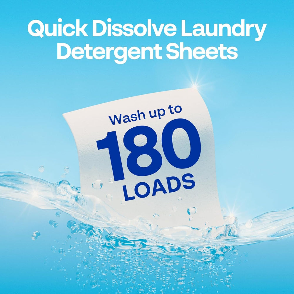 Laundry Detergent Sheets Fresh Scent - 60 Loads per Package. Eco Liquidless Soap - Travel-Friendly for Hot & Cold Cycles, Tackles Tough Stains & Odors - Gentle on Skin, 30 Sheets (3 Pack)