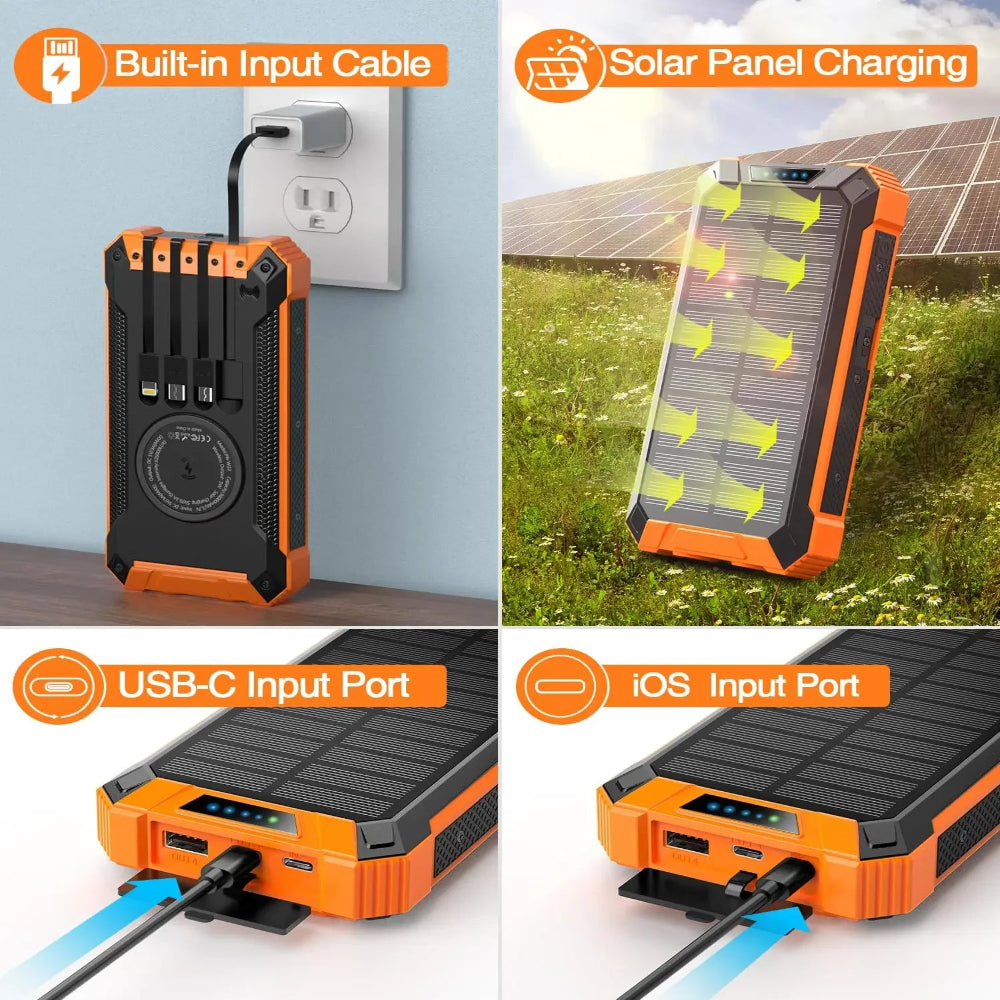 Multifunctional Waterproof Mobile Solar Power Bank Hot Trend Wireless Solar Mobile Fast Charger Portable Power Bank